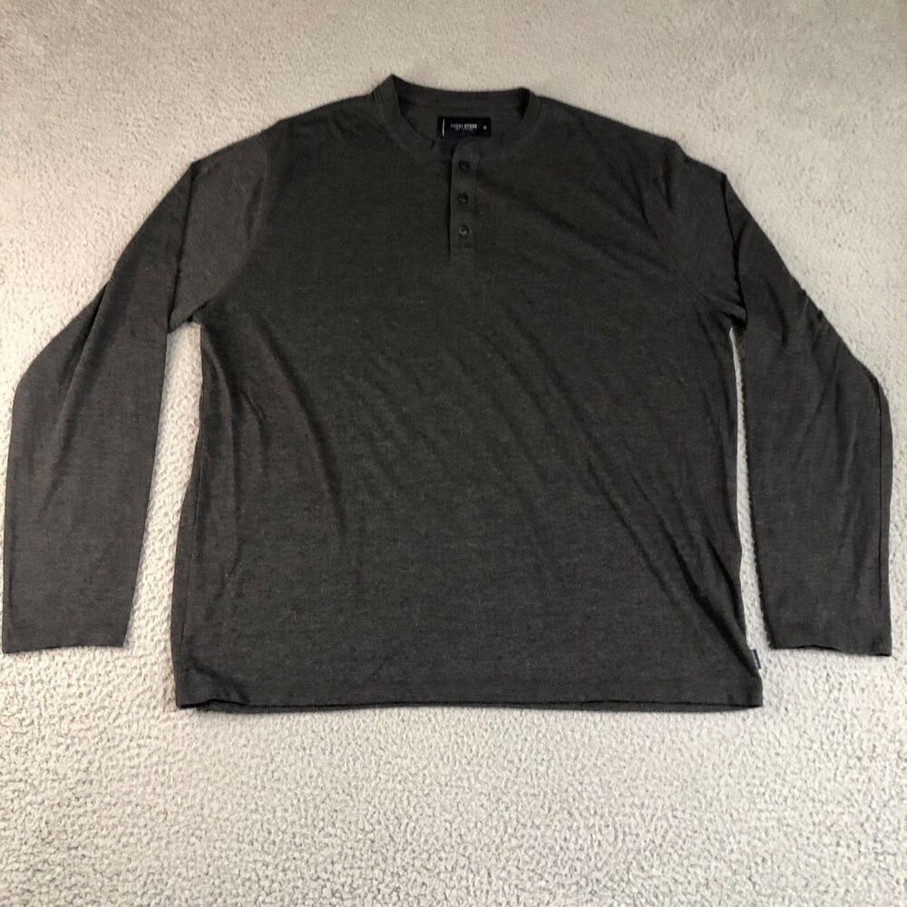 Lucky Brand Shirt Mens XL Gray Henley Casual Long Sleeve Preppy Pullover Tops